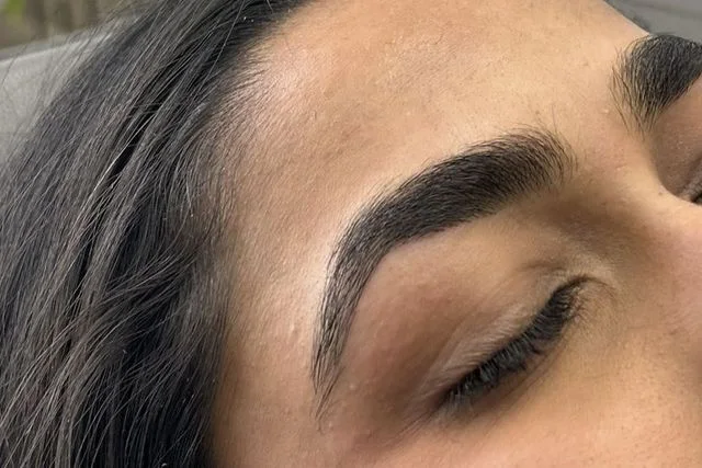 Close-up of a groomed eyebrow